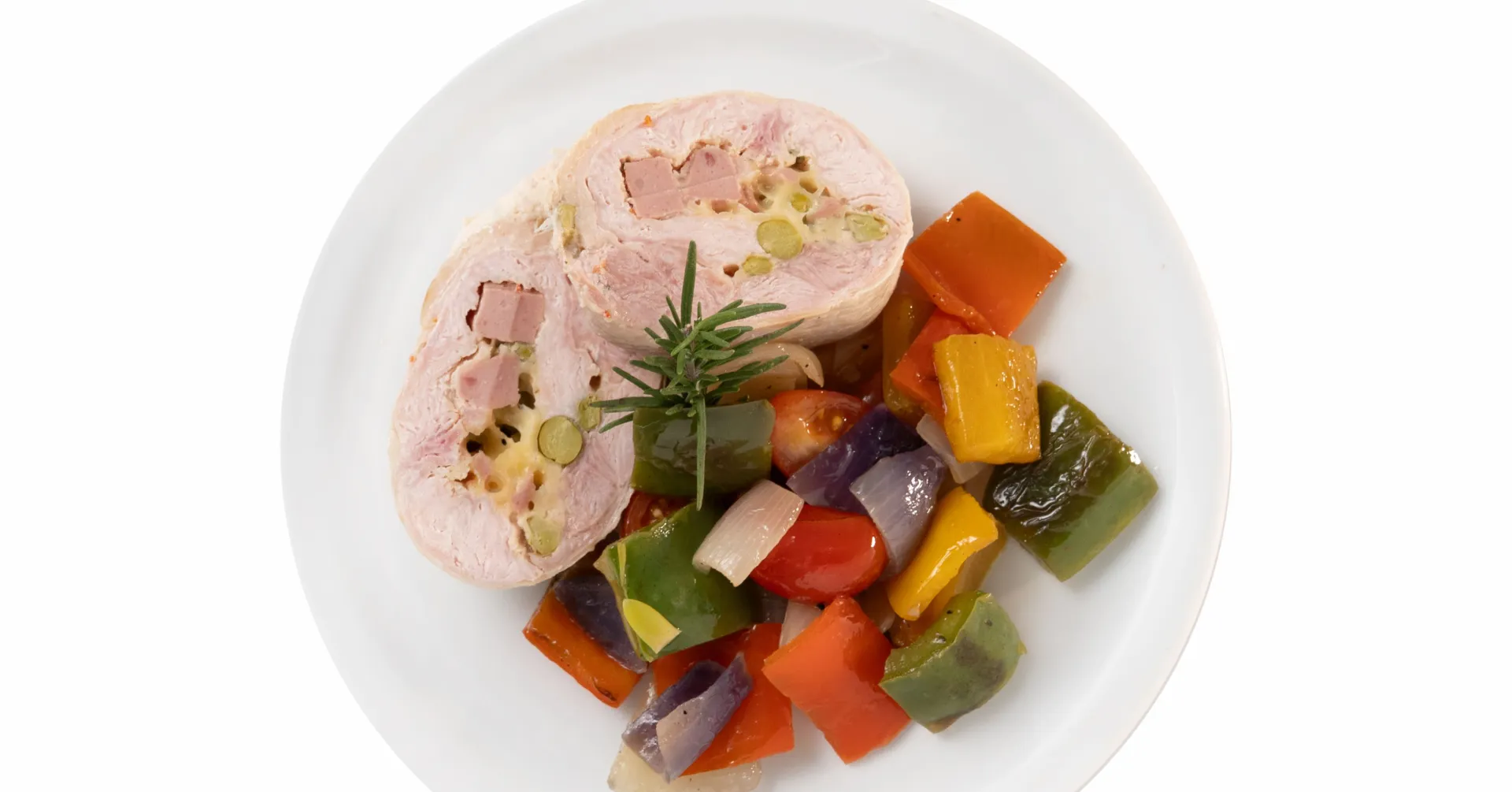 Arrollado de pollo con verduras