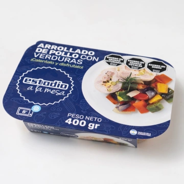Arrollado de pollo con verduras