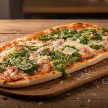 Pizza parrillera crudo y rúcula