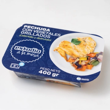 Filet de pollo grillado con vegetales grillados